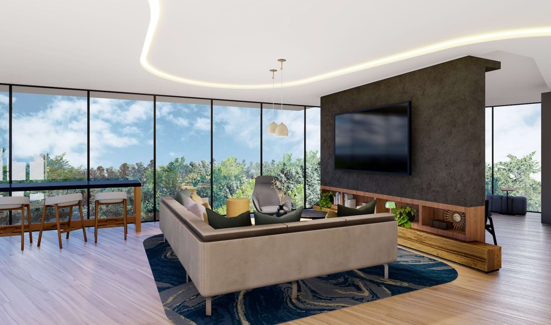 View of Smart Automation for a Luxurious Penthouse with Garden