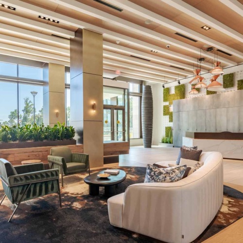 lobby area with seating and a front desk