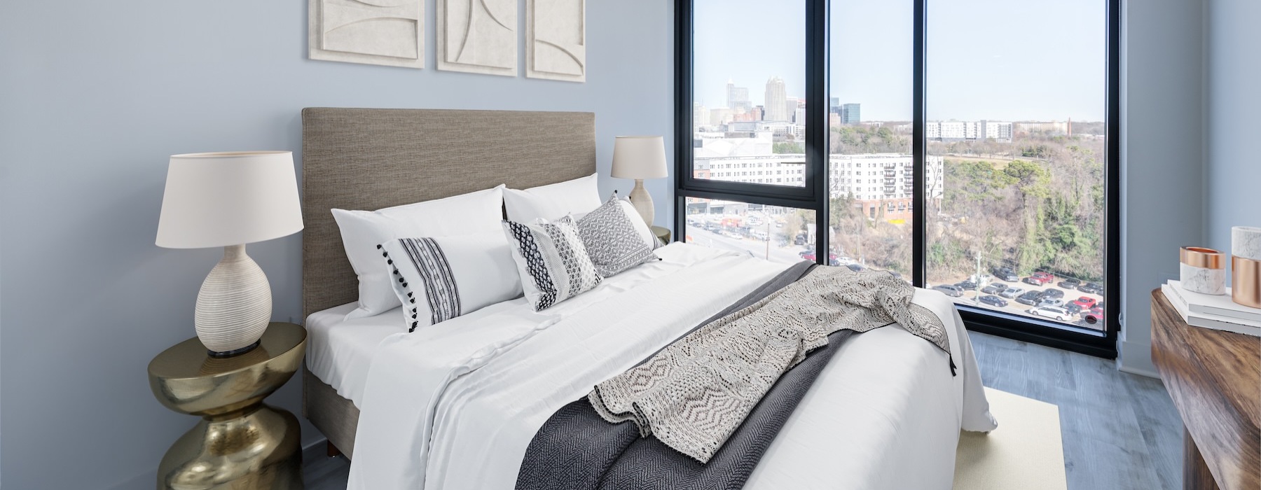 bedroom with a large window