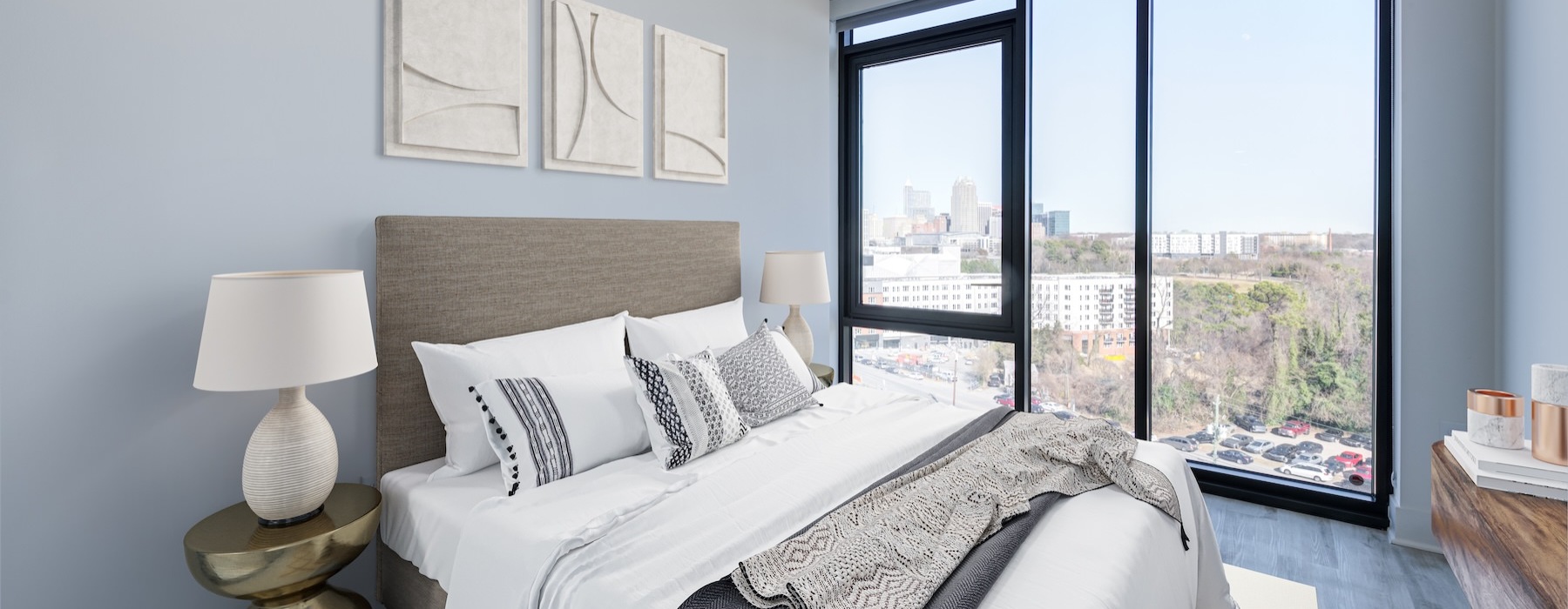bedroom with a large window